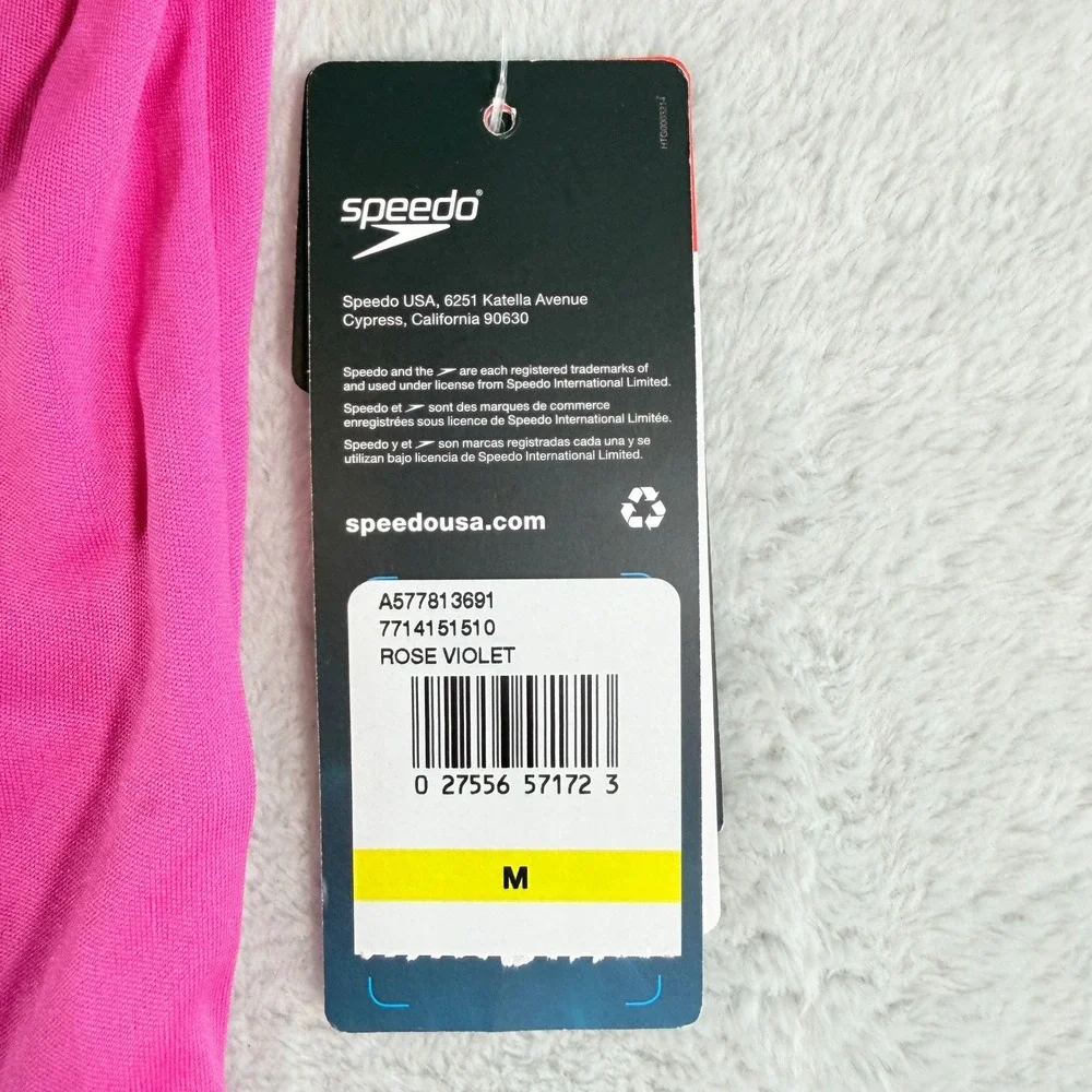 Speedo Women's Long Sleeve Rash‎ Guard Swim Hoodie Rose Violet Size M